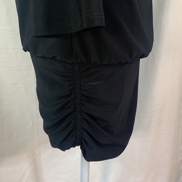 WHBM Black Long Sleeved Mini Dress w/ Gold Shoulder Detail - Picture 11 of 17